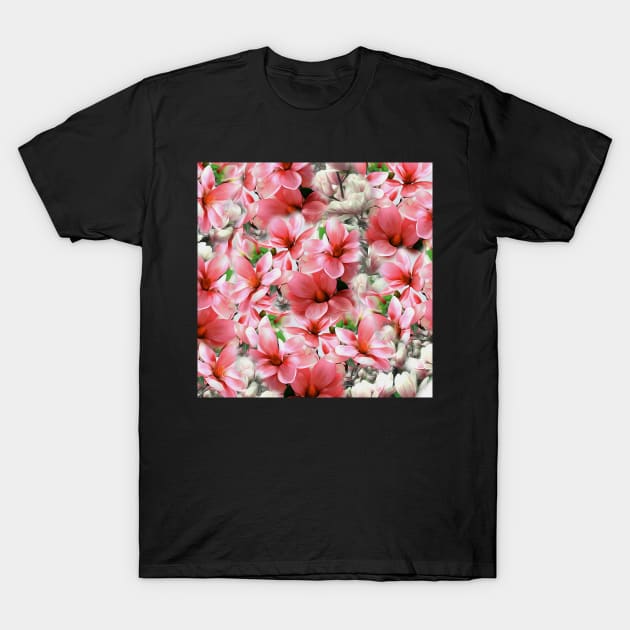 Pink magnolias, digital flower print T-Shirt by KINKDesign